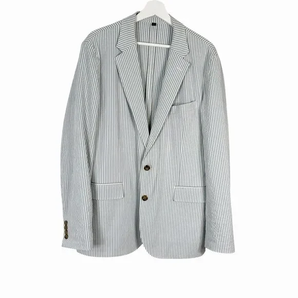 J.Crew Mens Ludlow Slim Fit Unstructured Suit Jacket Seersucker Size 42R L1015 - Picture 2 of 13